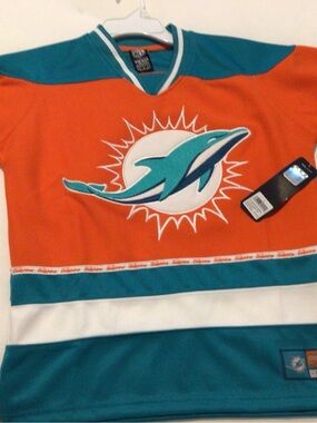 Miami Dolphins Kids Orange & Teal Football Jersey